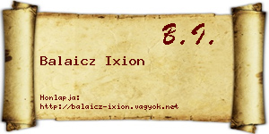 Balaicz Ixion névjegykártya